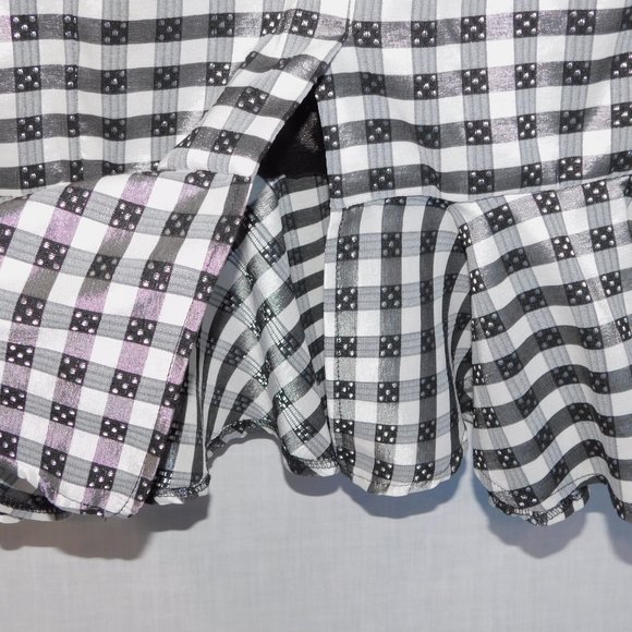 Living Dead Souls Womens XL Black White Gingham check Pencil Skirt Hem Ruffle - Picture 10 of 11